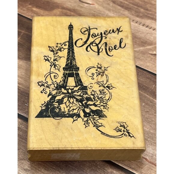 2011 STAMPENDOUS P129 EIFFEL NOEL WOOD MOUNTED RUBBER STAMP CHRISTMAS - Picture 1 of 4